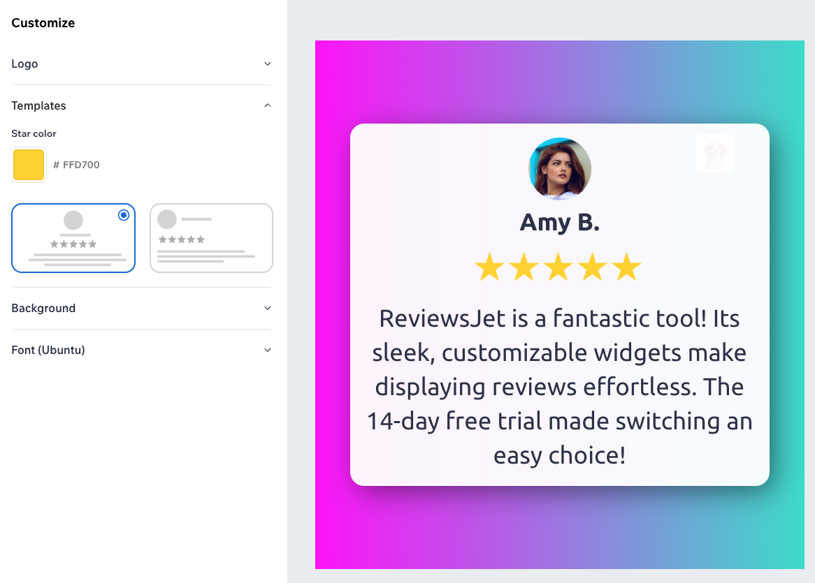 How to generate an image from a review using ReviewsJet