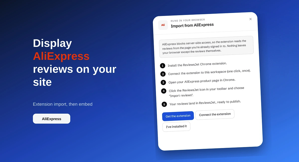 Display AliExpress reviews on your site